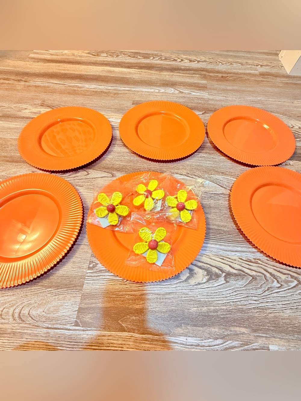 Spring Shop Orange Fall Table Setting Set 6 Plate Chargers 4 Floral Napkin Rings
